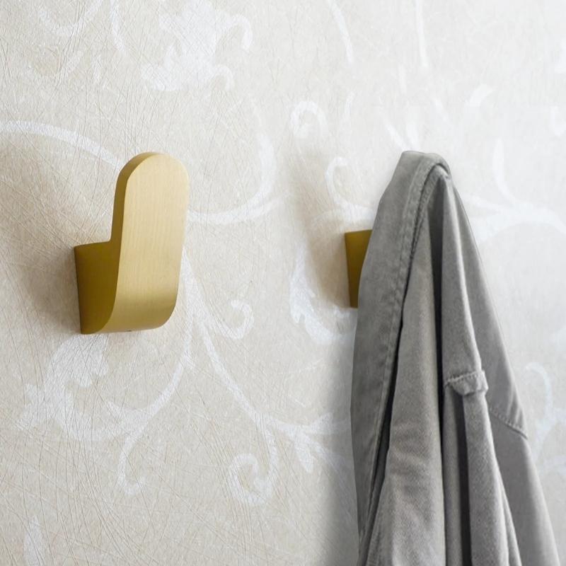 Elegant Wall Hooks Modern Golden Brass Robe Hooks With Durable Design For Organized Spaces