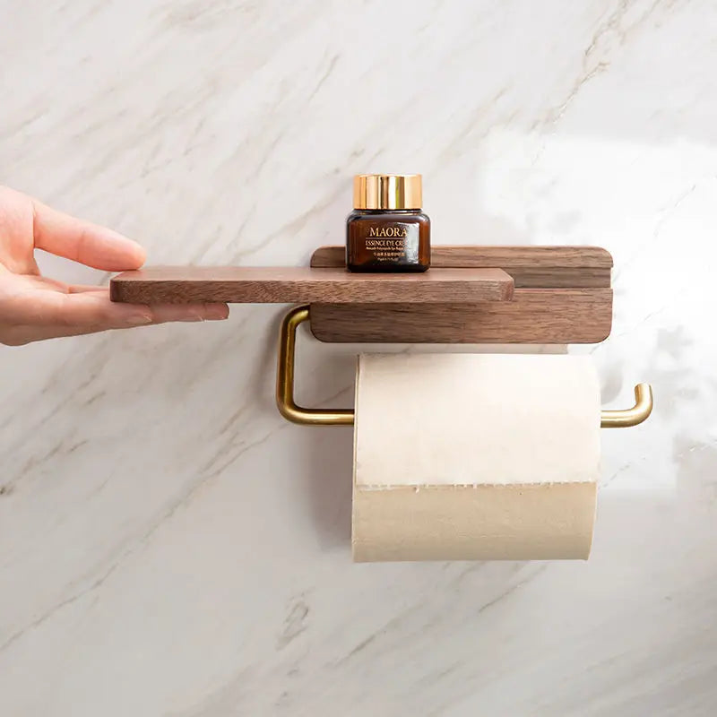 Diótekercs tartó WC-re rézpolccal modern fürdőszobákhoz