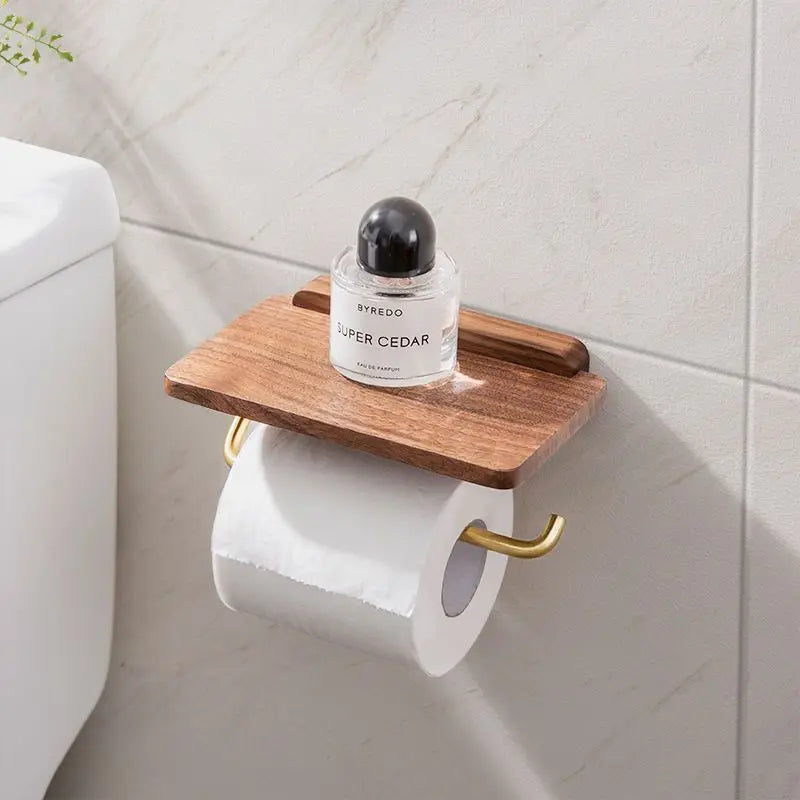 Diótekercs tartó WC-re rézpolccal modern fürdőszobákhoz