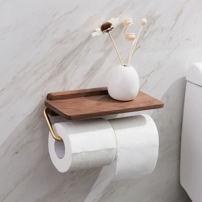 Diótekercs tartó WC-re rézpolccal modern fürdőszobákhoz