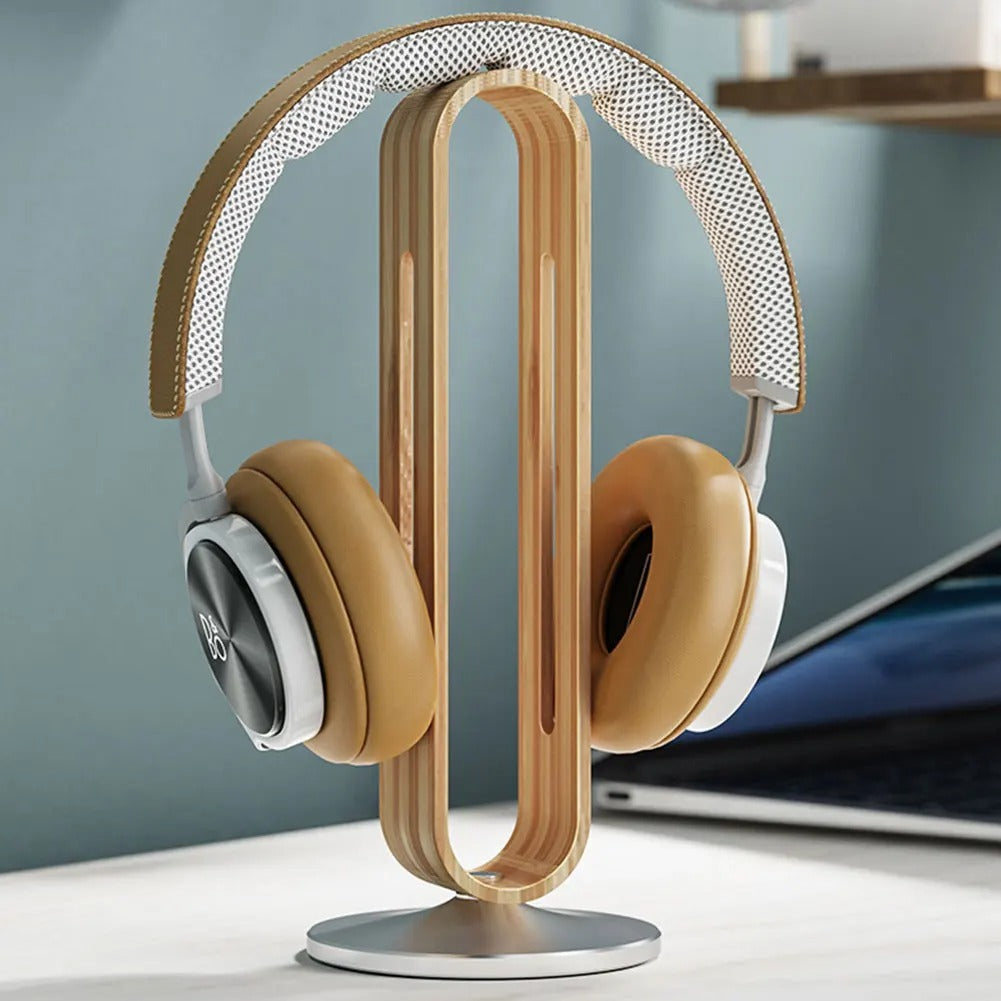 Elegant Wooden Headset Stand With Sleek Design And Secure Hold