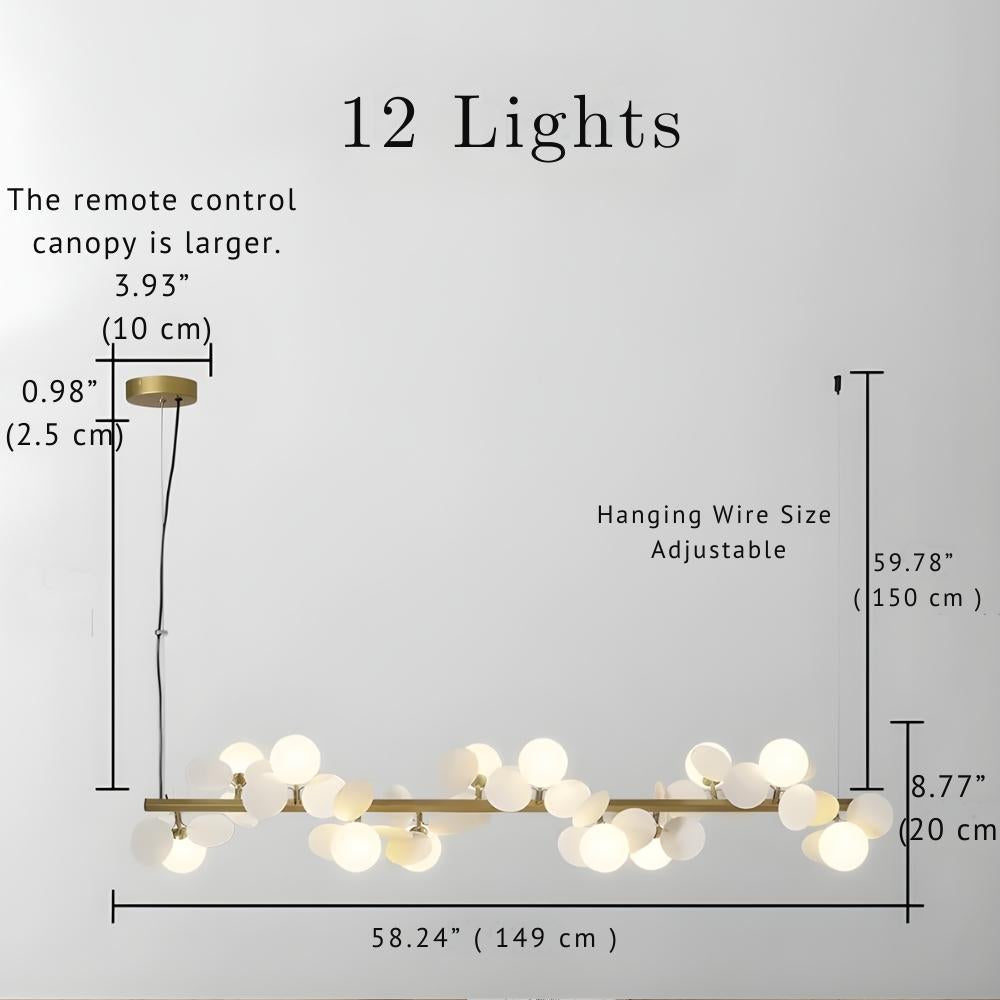 Liniowa lampa wisząca Eli z kloszami w kształcie kul ze szkła do jadalni | Ormexis