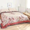 Elira Rose Floral Blanket In Cotton With Jacquard Accents Lightweight For All Year Comfort
