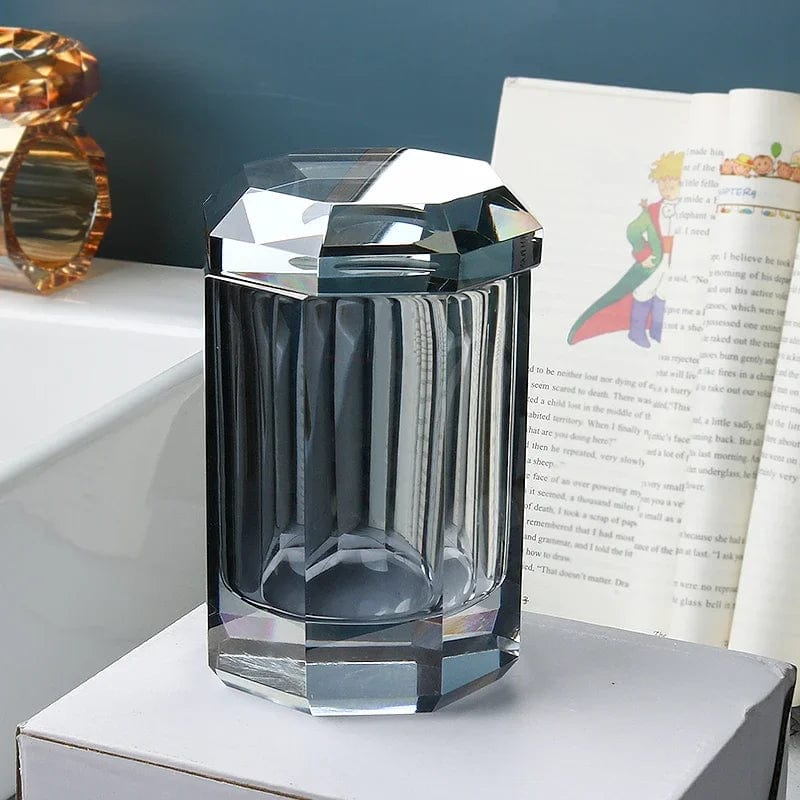 Elite Bath Accessories Set With Crystal Glass Detailing