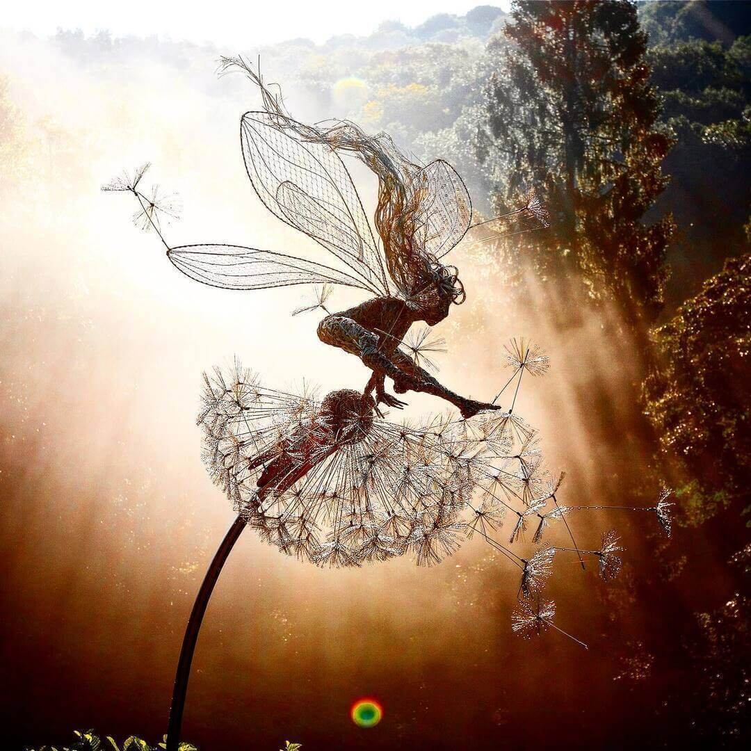 Whimsical Fairy Garden Ornaments With Dandelion Design For Outdoor Wall Art