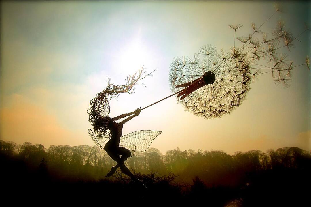 Whimsical Fairy Garden Ornaments With Dandelion Design For Outdoor Wall Art