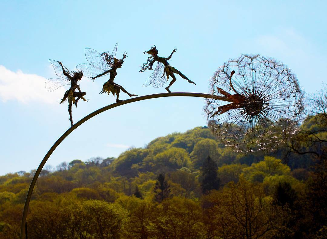 Whimsical Fairy Garden Ornaments With Dandelion Design For Outdoor Wall Art