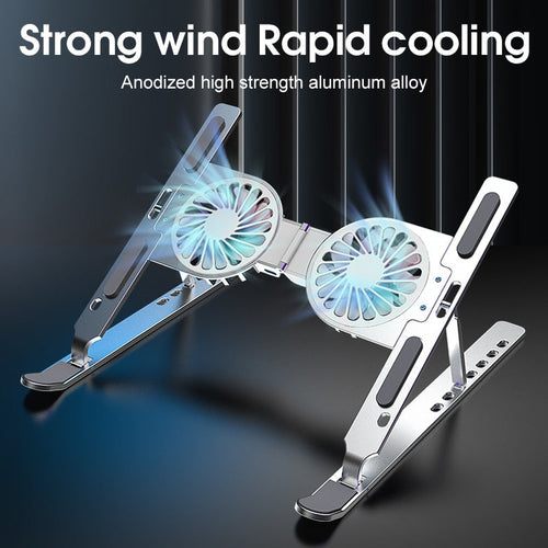 ErgoLift Adjustable Laptop Riser With Built-In Cooling Fan For Desk
