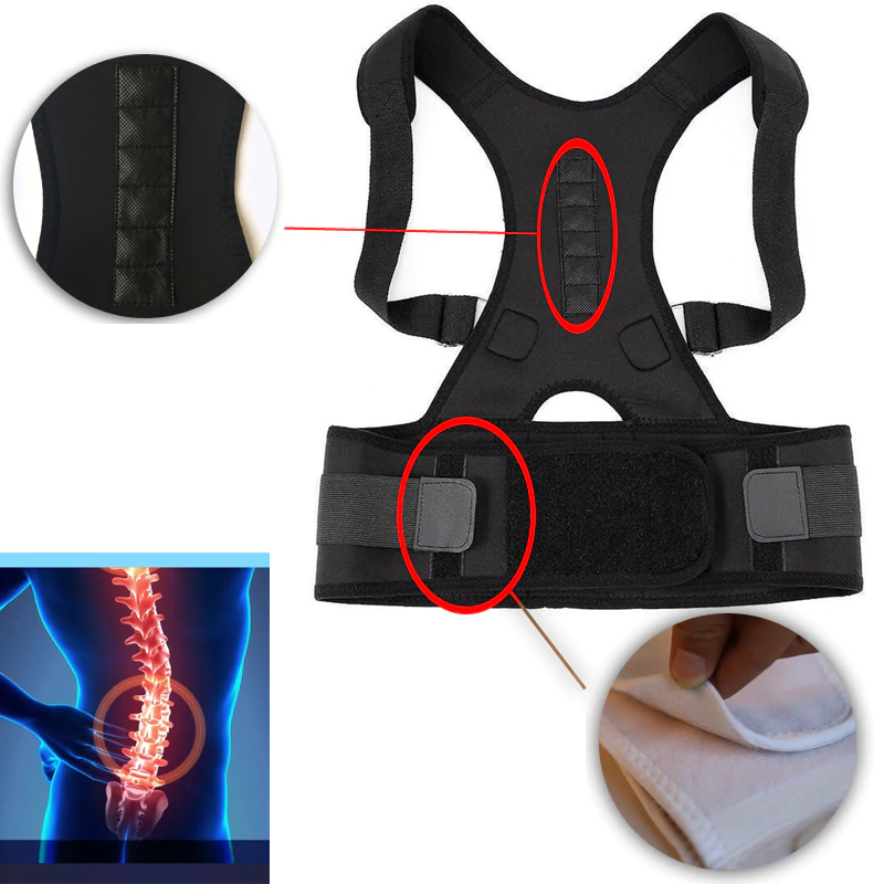Ergonomic Back Support With Magnetic Posture Aid And Adjustable Fit
