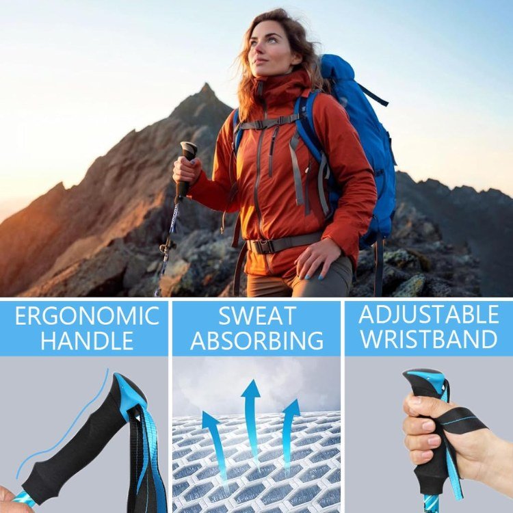 Adjustable Hiking Poles With Anti Slip Grips For Lightweight Support