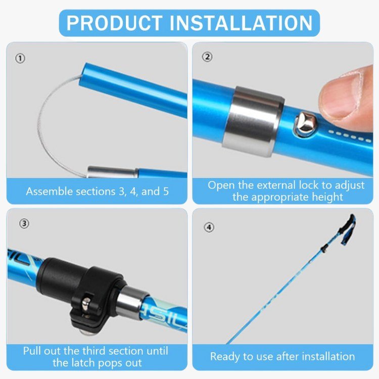 Adjustable Hiking Poles With Anti Slip Grips For Lightweight Support