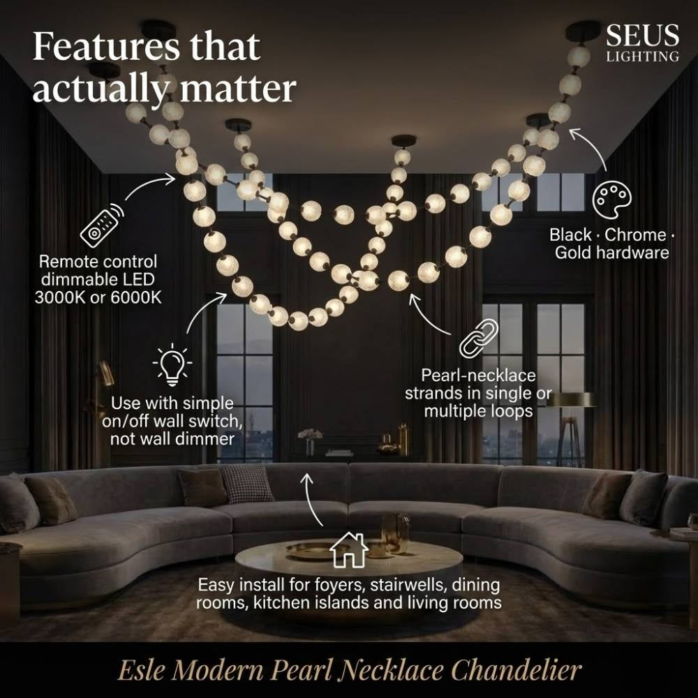 Esle Modern Pearl Necklace Chandelier | Ormexis