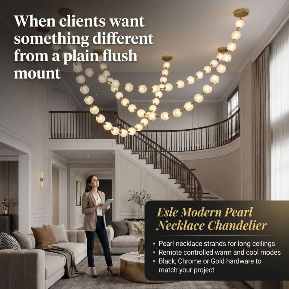 Esle Modern Pearl Necklace Chandelier | Ormexis