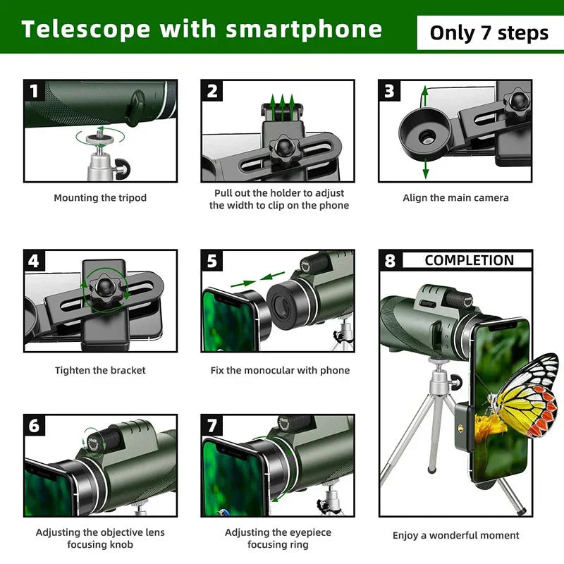 Monocular Explorer's Choice 80x para observación de aves y exploración al aire libre