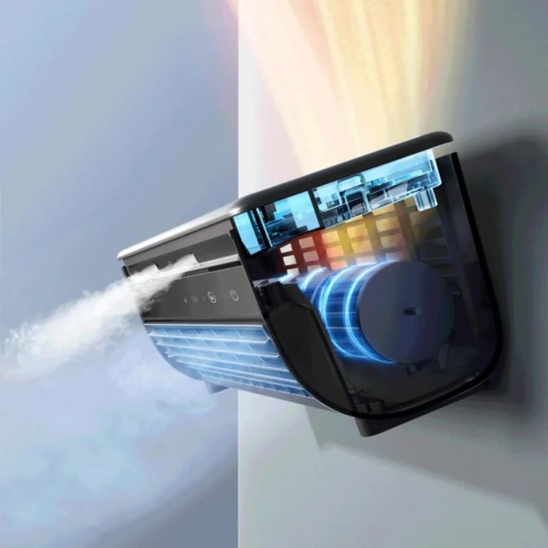 Climatiseur portable | Fixable au mur, refroidissement rapide et batterie longue durée pour usage domestique et bureau | ormexis