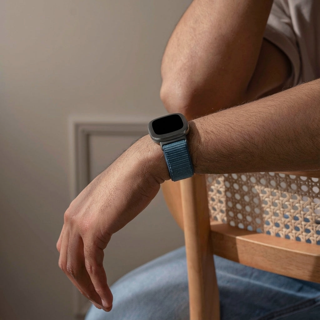Curea albastră din nailon pentru ceasul inteligent Fitbit Versa 4