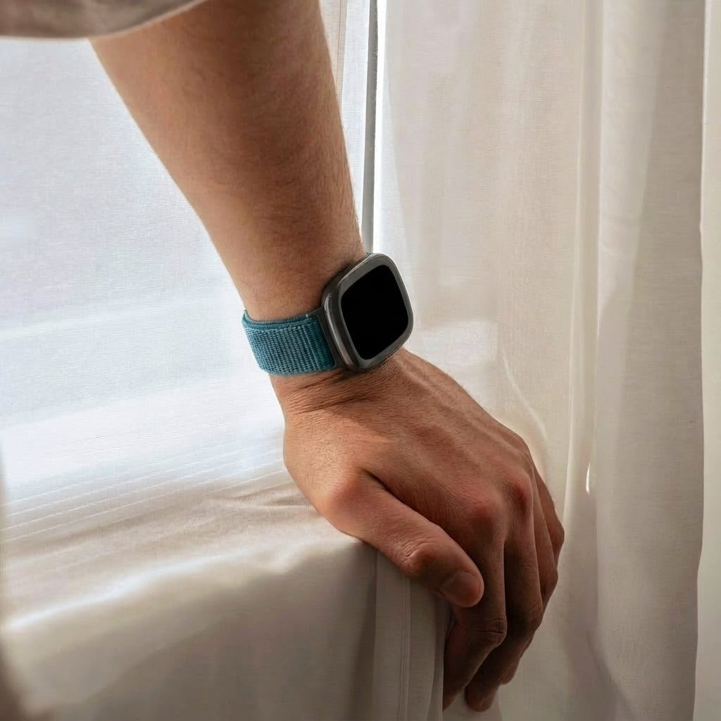 Curea albastră din nailon pentru ceasul inteligent Fitbit Versa 4