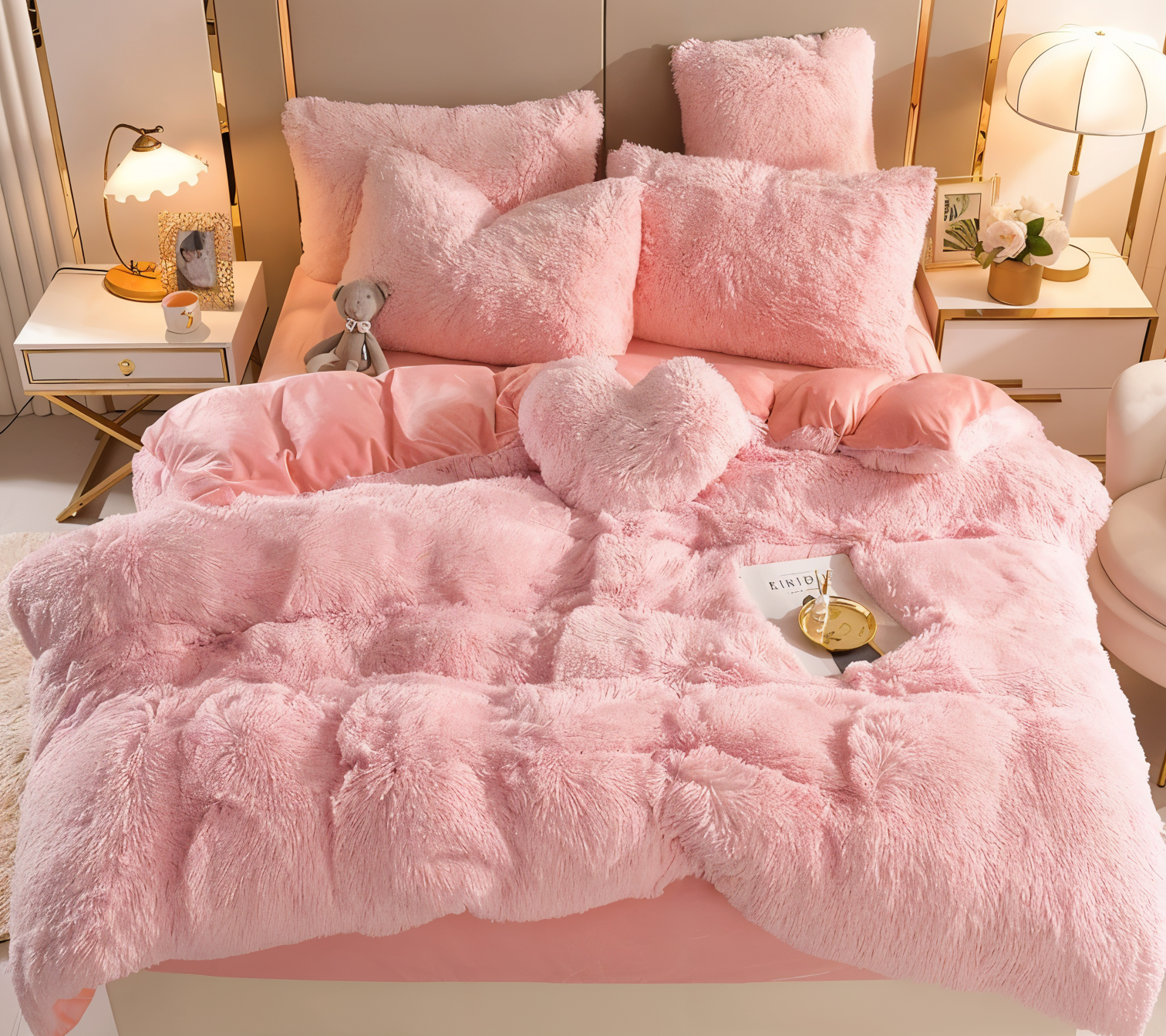 FLUFFUREST Plush Fleece Bedding Set For Year Round Comfort