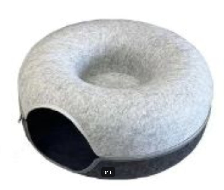 Feline Haven Cozy Tunnel Bed For Cats With Removable Cover For Play And Rest