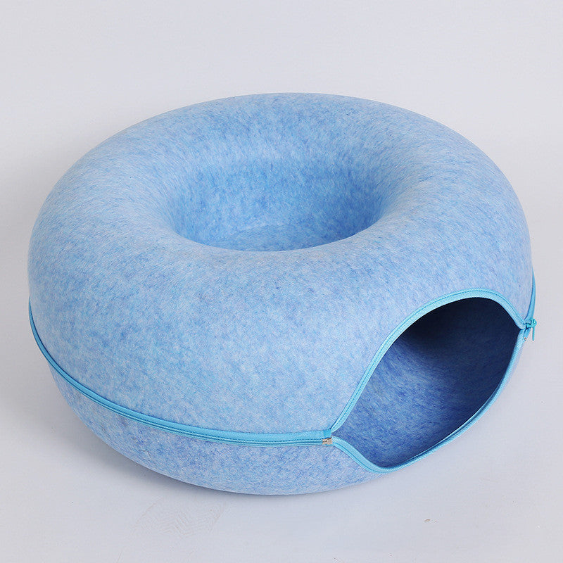 Feline Haven Cozy Tunnel Bed For Cats With Removable Cover For Play And Rest
