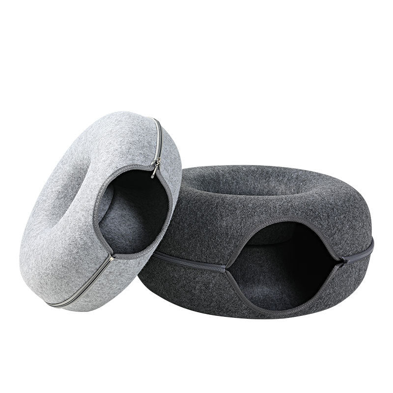 Feline Haven Cozy Tunnel Bed For Cats With Removable Cover For Play And Rest