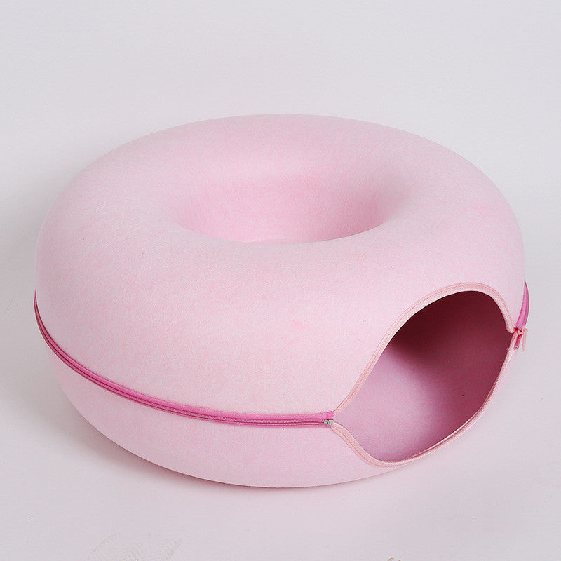 Feline Haven Cozy Tunnel Bed For Cats With Removable Cover For Play And Rest