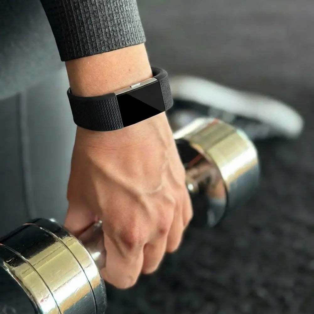 Silicone Band With Buckle Closure For Fitbit Charge 2 In Black