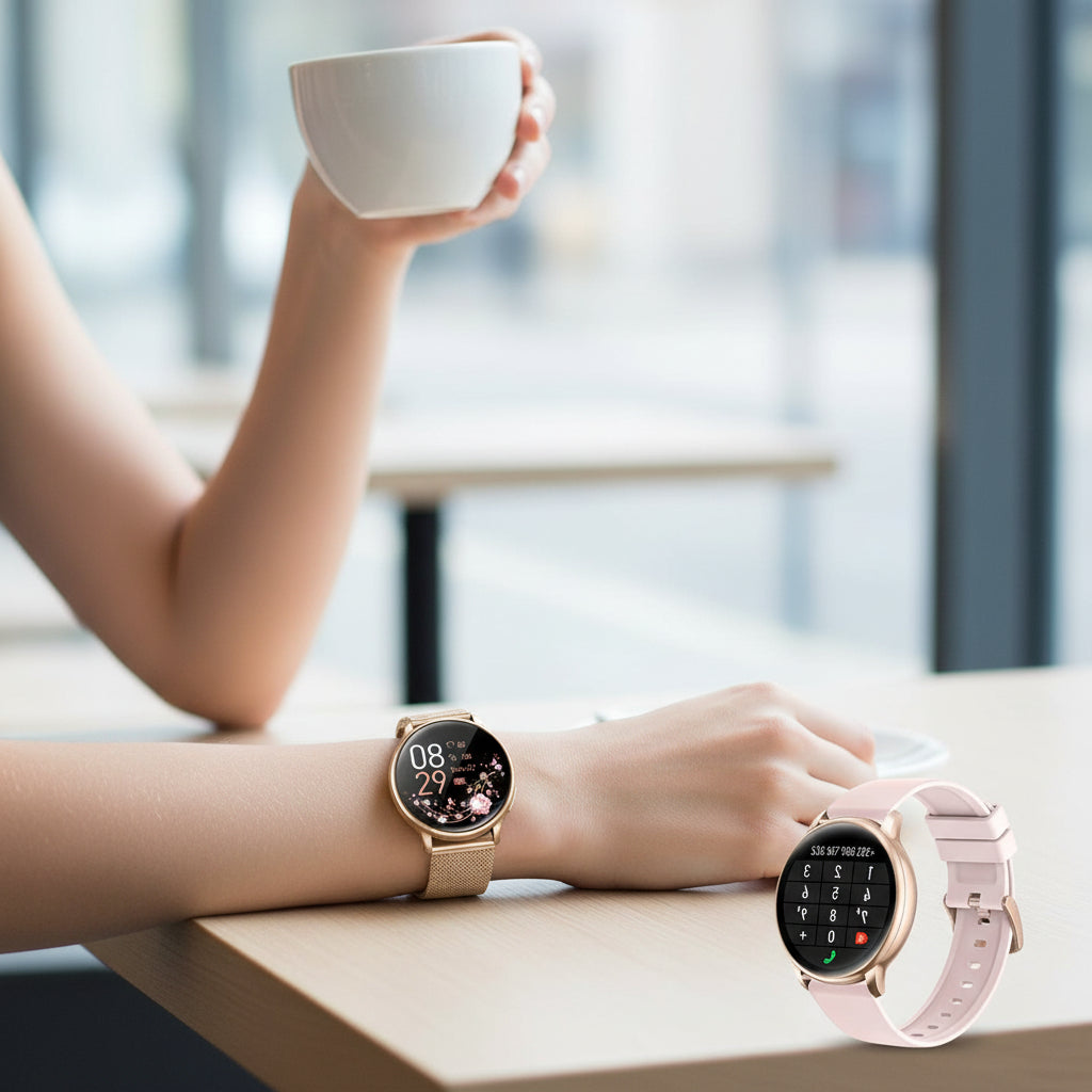 Smartwatch fitness tracker med pulsmåling og søvnmonitorering, elegant til aktive livsstile