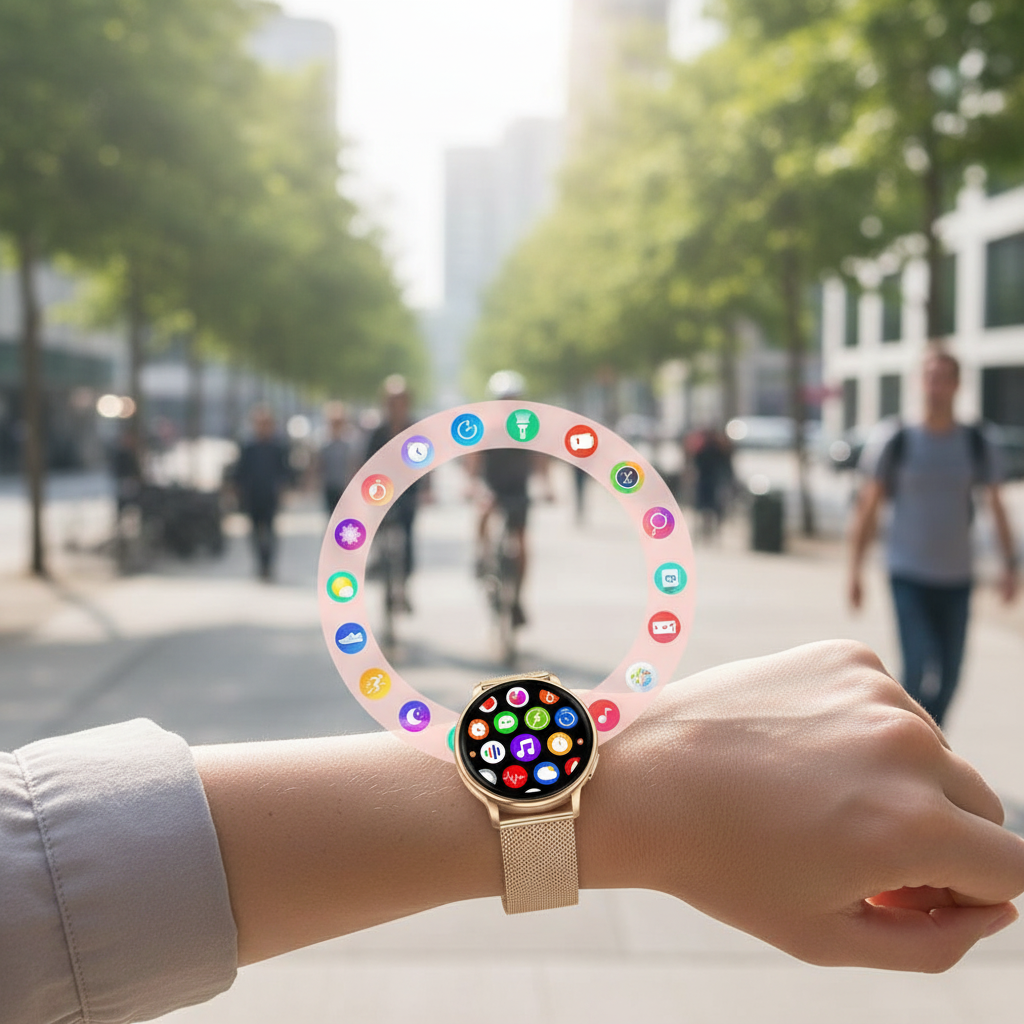Smartwatch fitness tracker med pulsmåling og søvnmonitorering, elegant til aktive livsstile