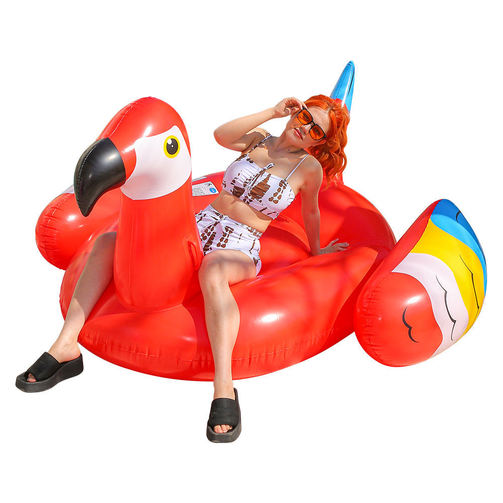 Flamingo Pool Float With Vibrant Inflatable Island And Ample Lounge Space
