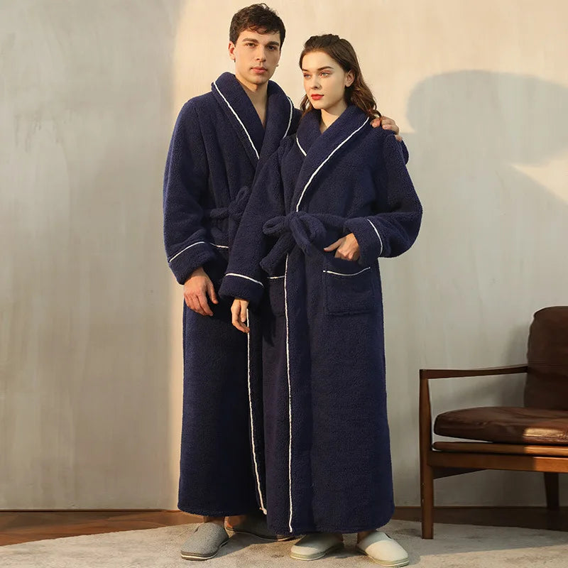 Men's Flannel Bathrobe With Adjustable Belt For Cold Winter Days