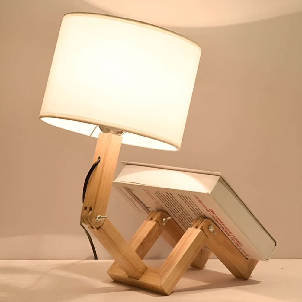 Roboter-Holzlampen mit flexiblem Arm für Lese- und Arbeitsbeleuchtung im Homeoffice