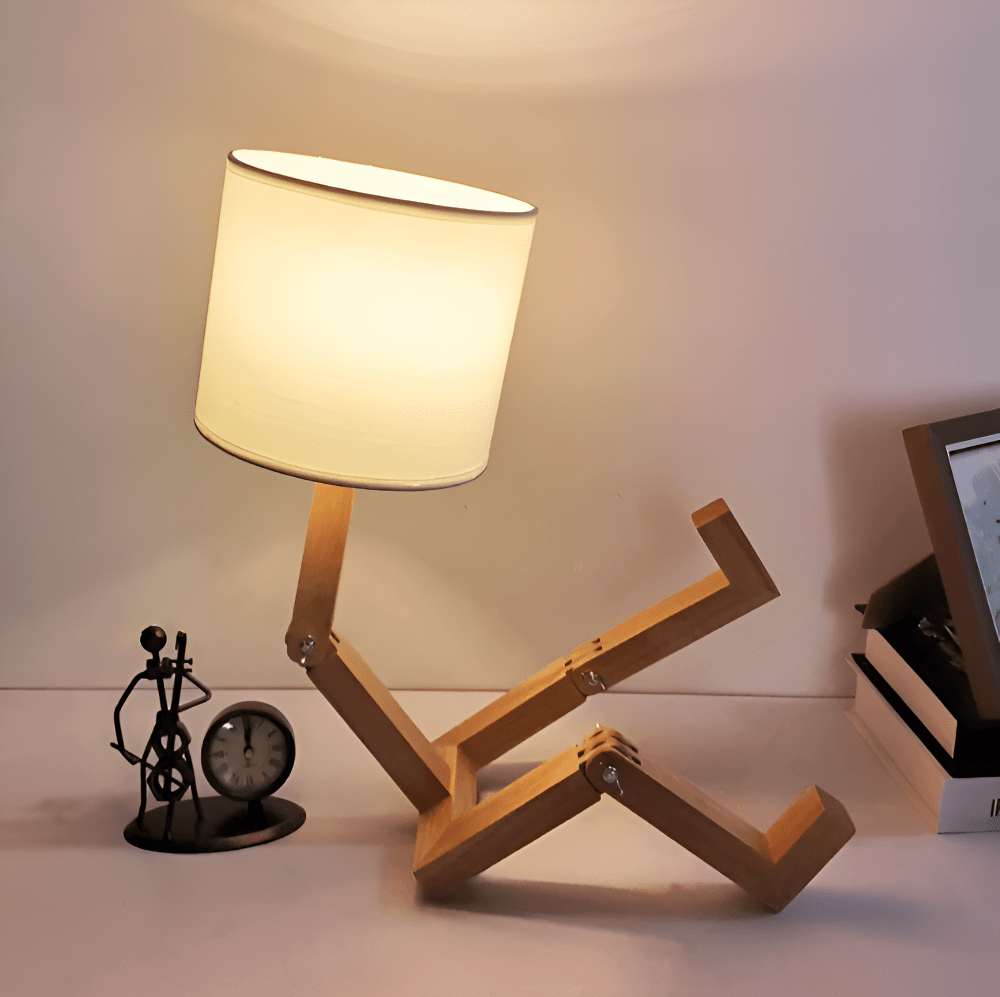 Roboter-Holzlampen mit flexiblem Arm für Lese- und Arbeitsbeleuchtung im Homeoffice