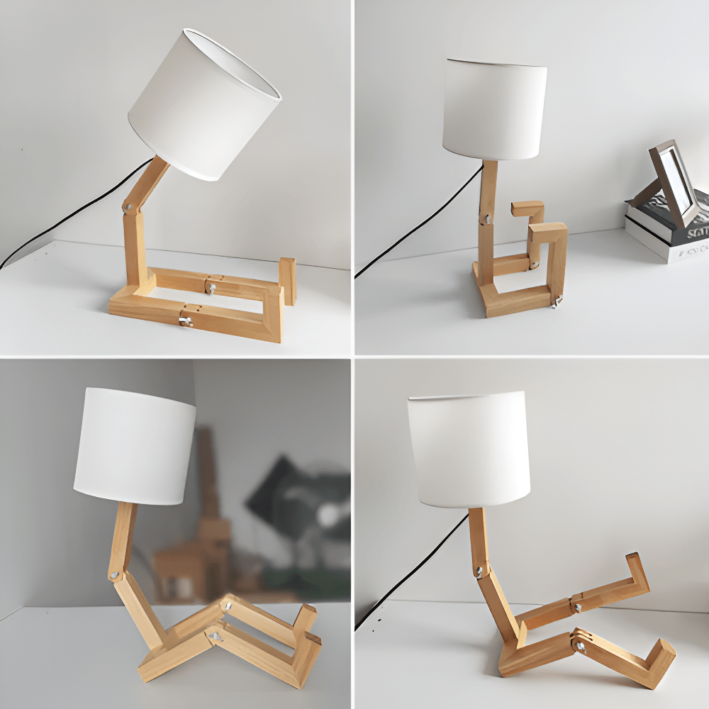 Roboter-Holzlampen mit flexiblem Arm für Lese- und Arbeitsbeleuchtung im Homeoffice
