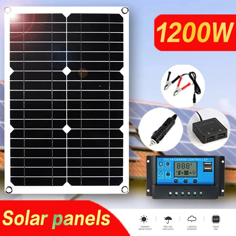 Rugalmas 1200W monokristályos napelem kettős USB porttal kültéri kalandokhoz