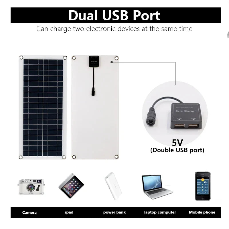 Rugalmas 1200W monokristályos napelem kettős USB porttal kültéri kalandokhoz