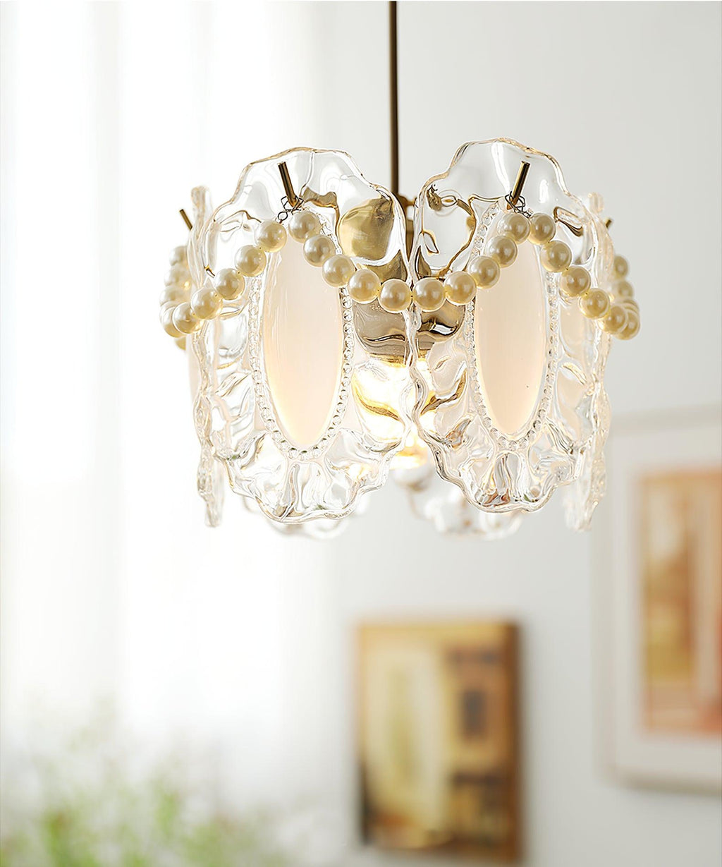 Laviere Floral Glass Pendant With Natural Look Shade