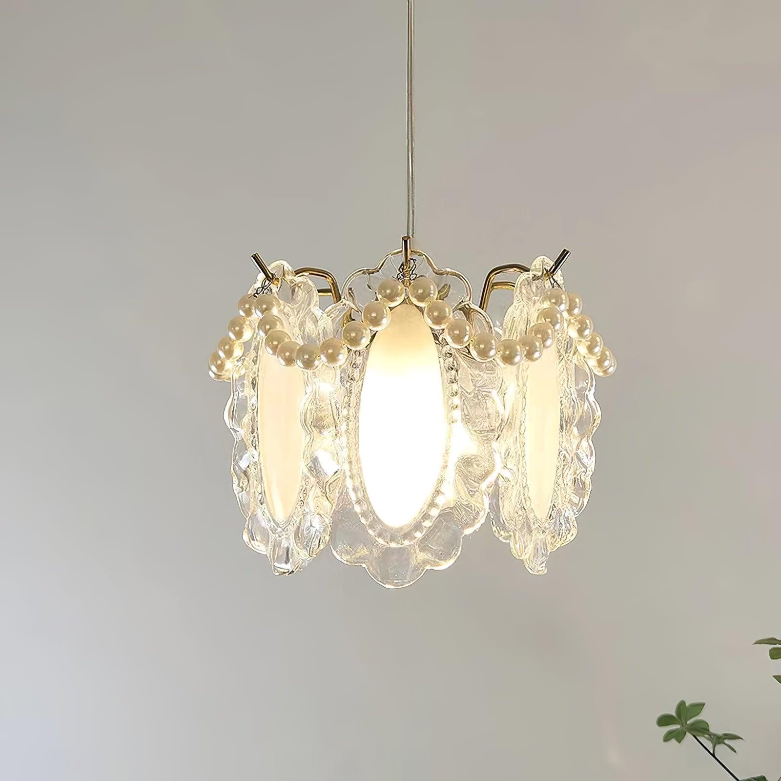Laviere Floral Glass Pendant With Natural Look Shade