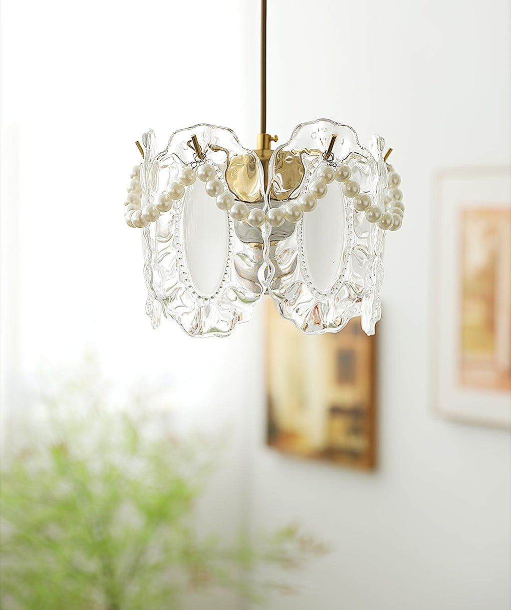 Laviere Floral Glass Pendant With Natural Look Shade
