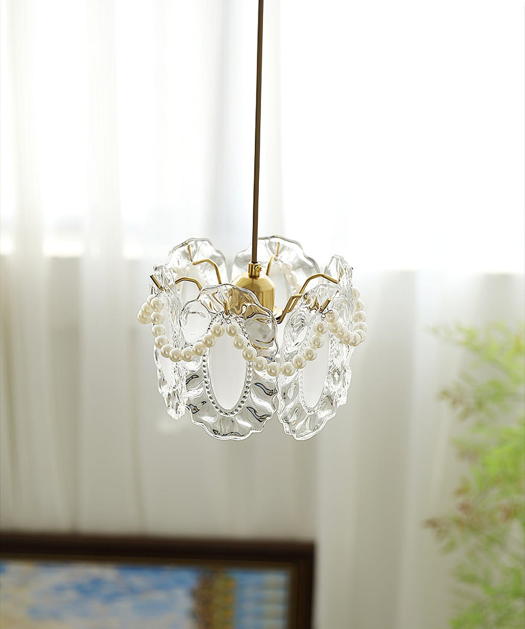 Laviere Floral Glass Pendant With Natural Look Shade