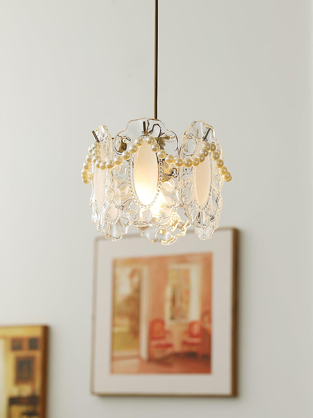 Laviere Floral Glass Pendant With Natural Look Shade