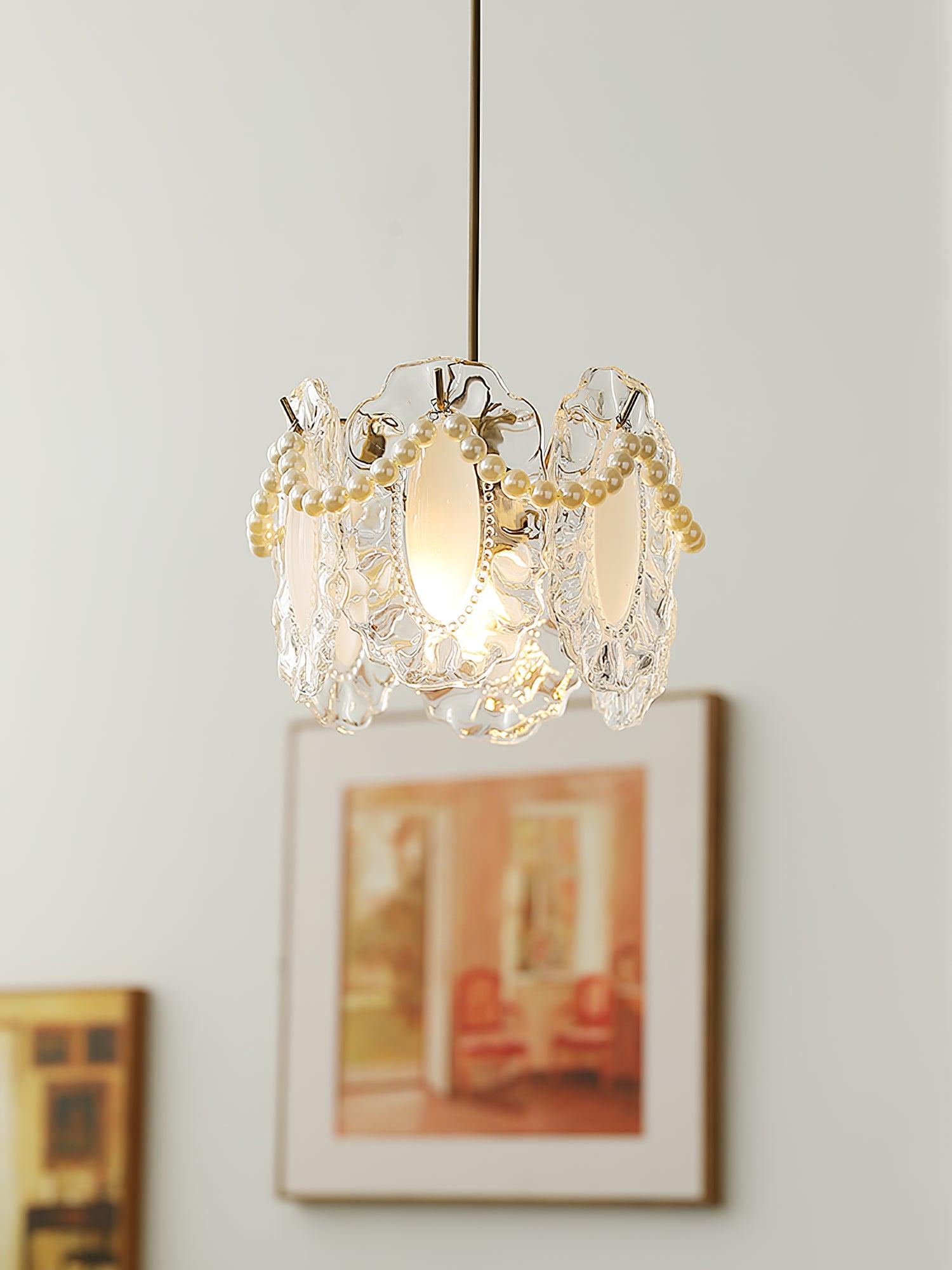 Laviere Floral Glass Pendant With Natural Look Shade