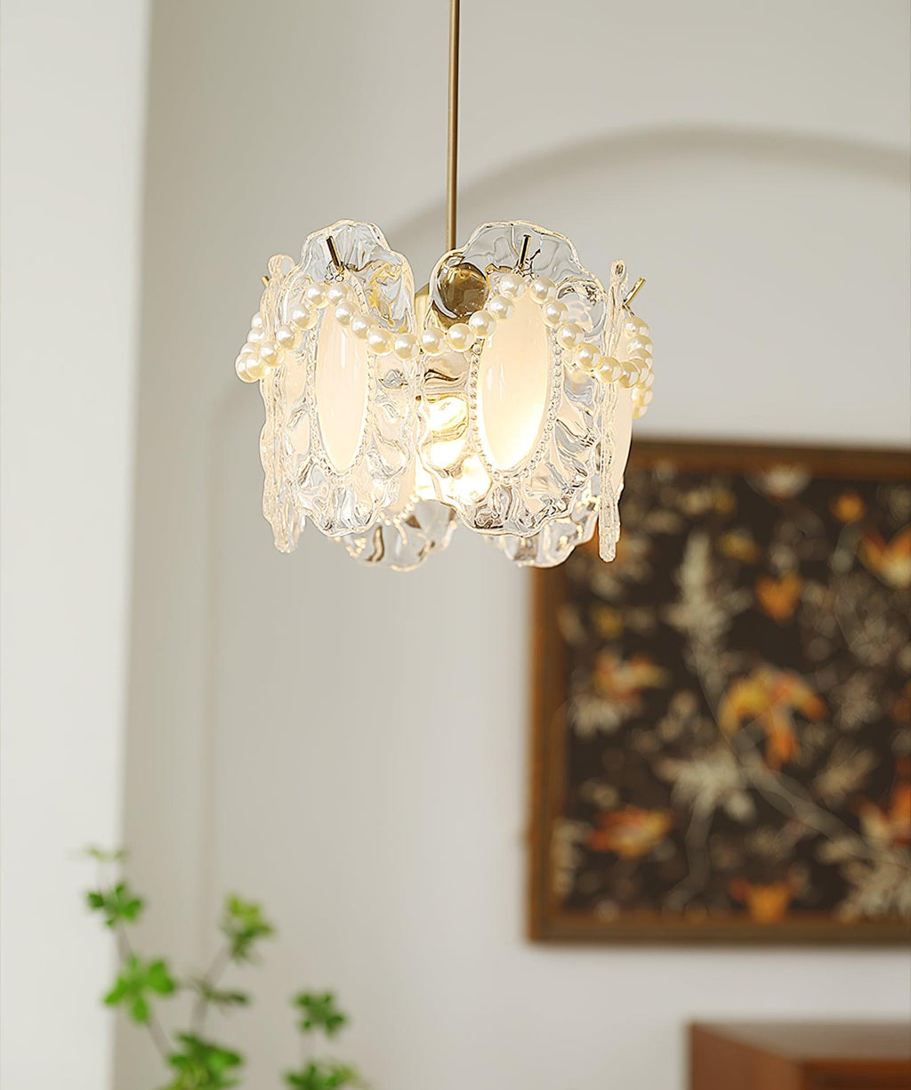 Laviere Floral Glass Pendant With Natural Look Shade