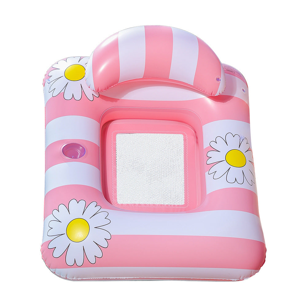 Floral Inflatable Lounge Chair With Ergonomic Comfort For Poolside Relaxation