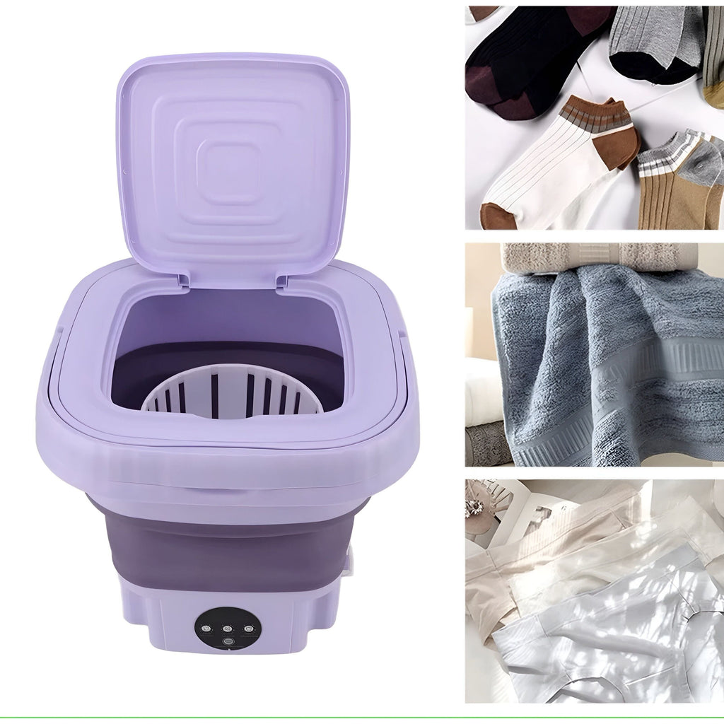 FoldaBowlifte Mini Lave-Linge et Sèche-Linge, Solution de Blanchisserie Ultra-Compacte et Portable