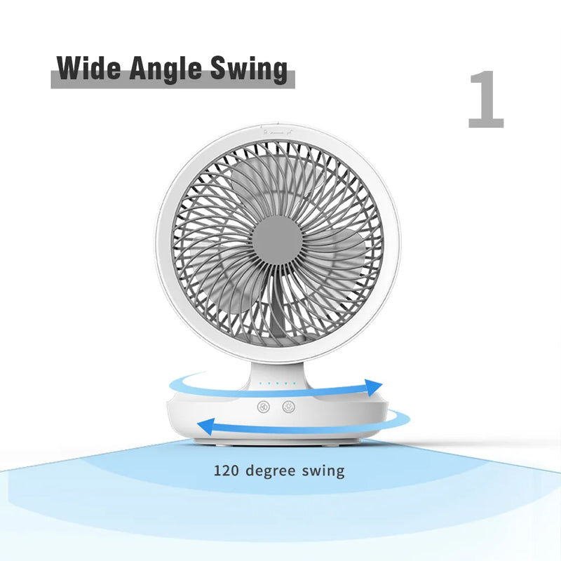 Foldable Table Fan With Adjustable Airflow And Night Light