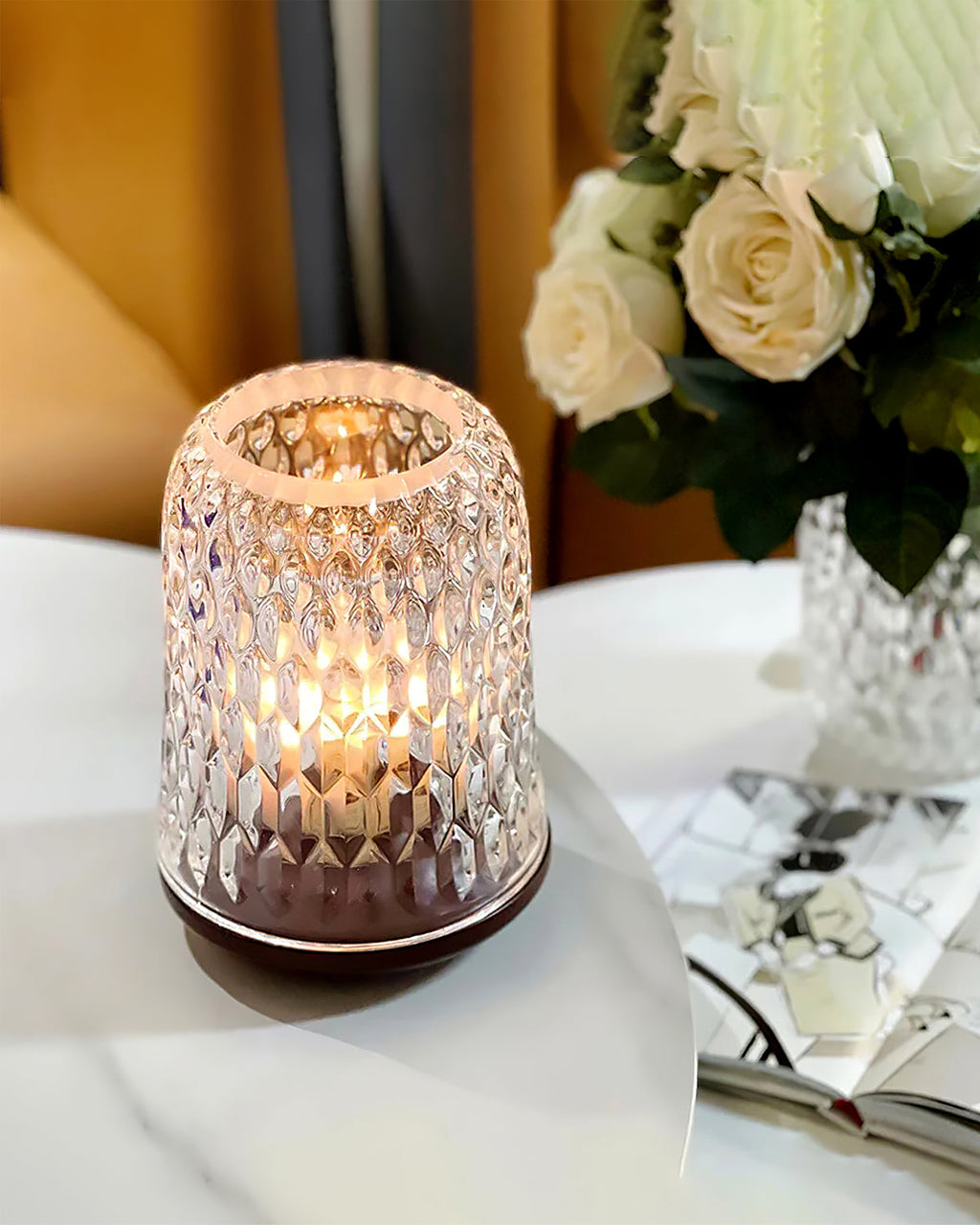 Lampe en verre à texture diamantée | Ormexis