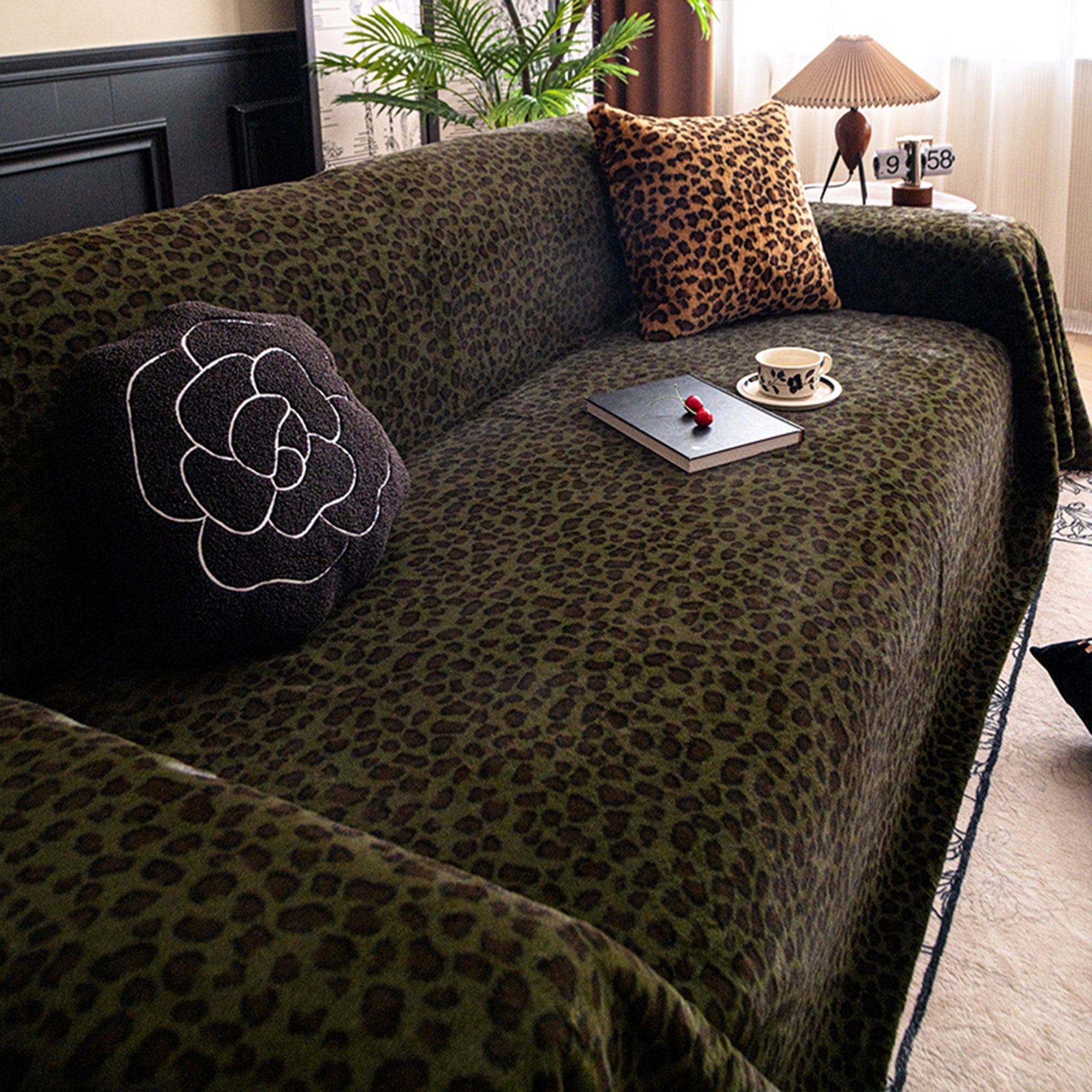 Leopard Plush Sofa Cover | Ormexis