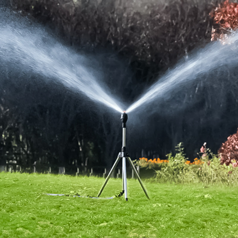Sistema de Riego para Jardín: Aspersor con Trípode y Rotación de 360 Grados, Ajustable