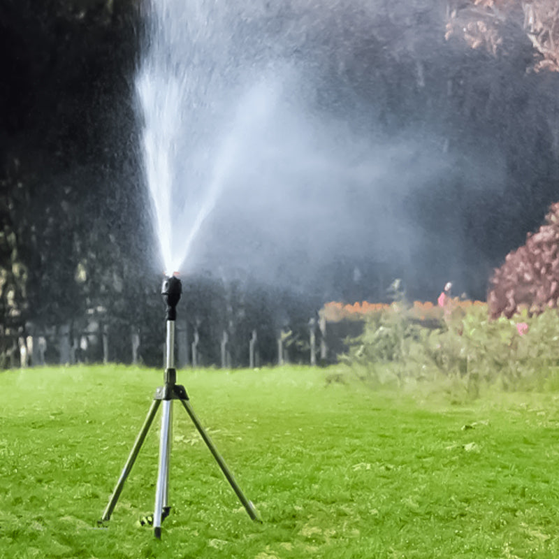 Sistema de Riego para Jardín: Aspersor con Trípode y Rotación de 360 Grados, Ajustable